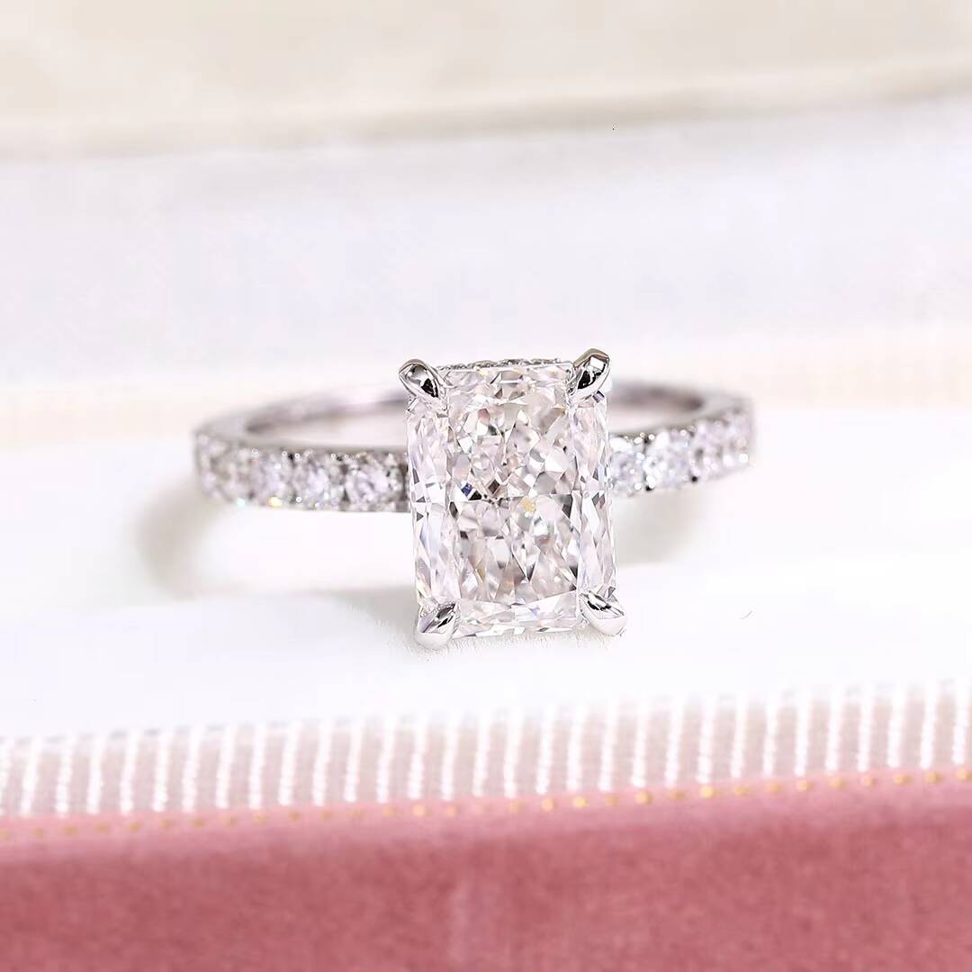 IGI Certified HPHT CVD Lab Grown Radiant Cut Diamond 3 Carats 14K Real Gold Jewelry Engagement Wedding for Women Ring