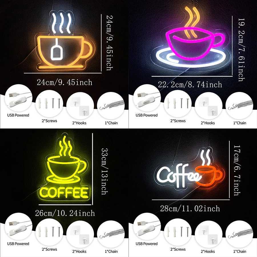 Coffee Led Neon Sign Coffee Super Bright Sign Usb Connection Powered Suitable For Coffee Shop Front Desk Business Art Decor H251201