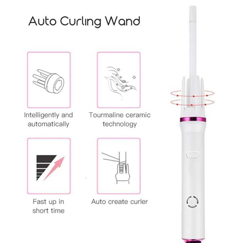 Wen Autatic Curling Iron 9mm Air Curler Wand Curl Rotating Magic Hair Curling Iron Lazy Fast Heating Crimped Styling Tools C251202