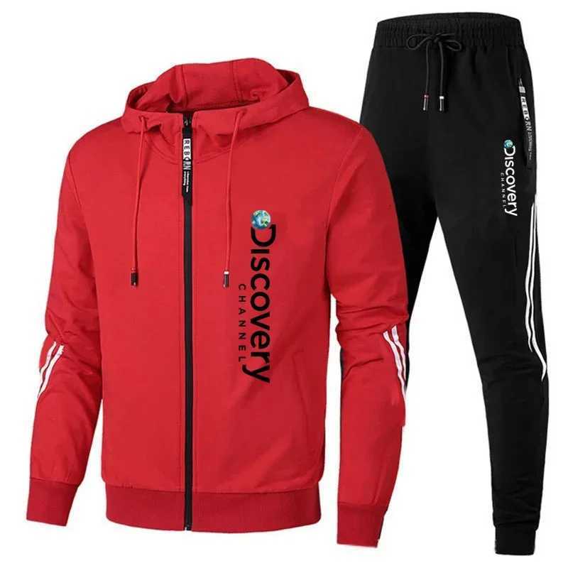 Spring and autumn new mens brand clothing gym sportswear 2 sets zipper jacket leisure sports jogging pants 2 sets W251202