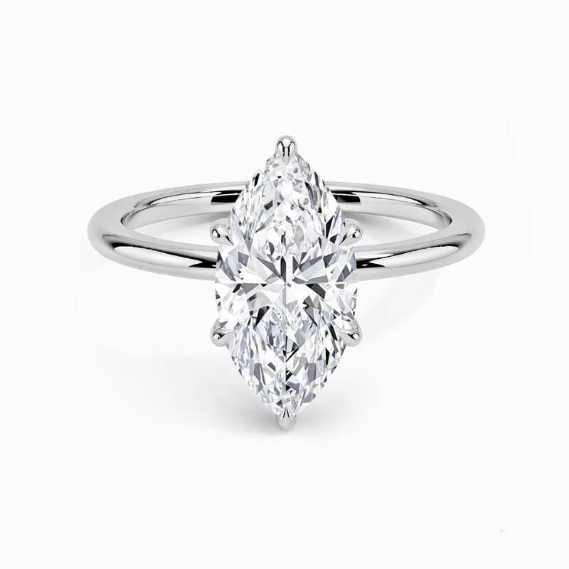 05ct 1ct 2ct Marquise Cut Solitaire Ring IGI Lab Growm Diamond 14K Solid Gold 6 Prong Setting Rings with Lab CVD HPHT Diamond
