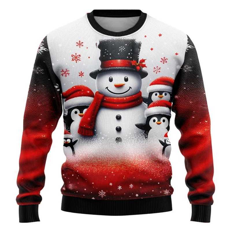 Men Women Xmas Sweatshirt 3D Christmas Snowman Santa Printed Ugly Christmas Sweater Unisex Pullover Holiday Party Jumper Tops J251203