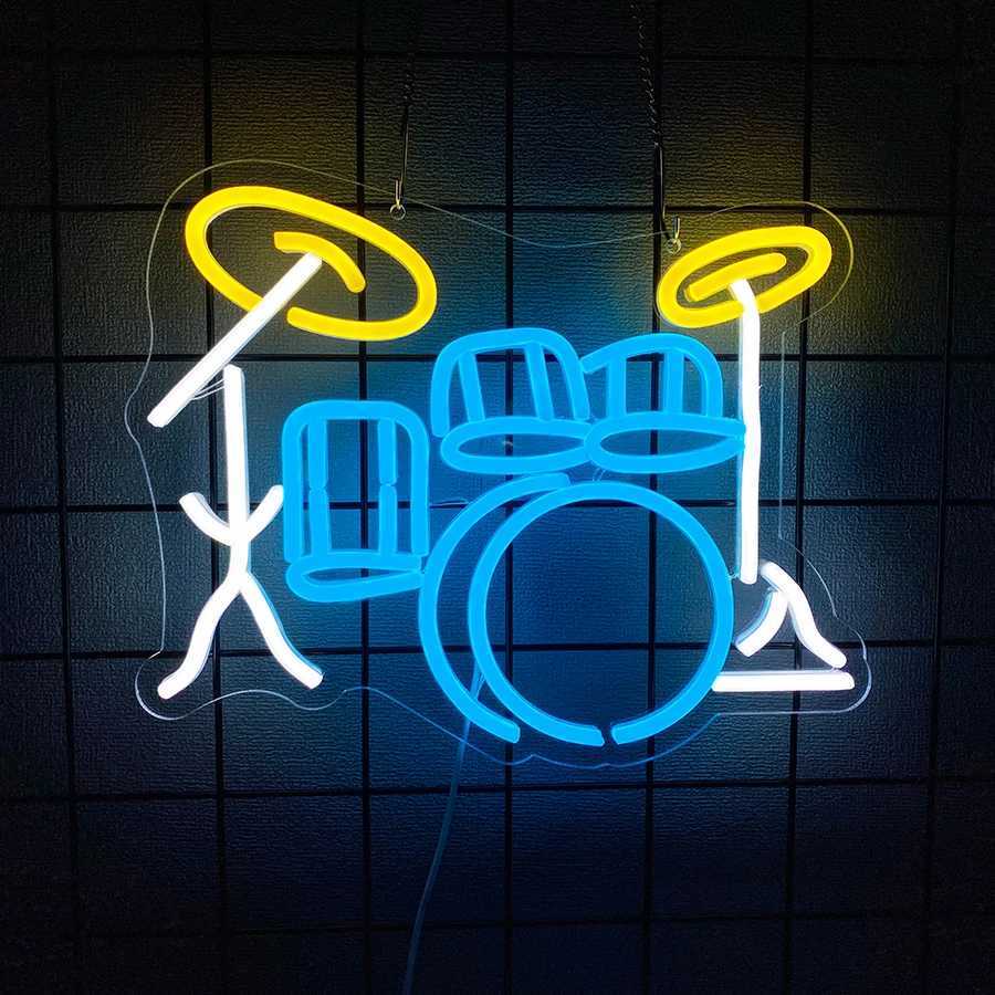 Neon Signs With Music Theme Icons Of Musical Instruments And Earphones Used For Decor Of Rooms Clubs Bars And Music Studios H251201
