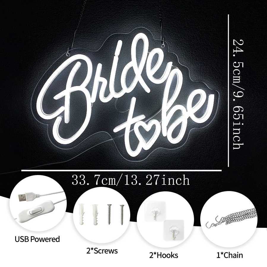 Bride To Be Neon Sign White Led Letter Light Icon Usb Powered Used For Room Proposal Party Wedding Background Art Decor H251201