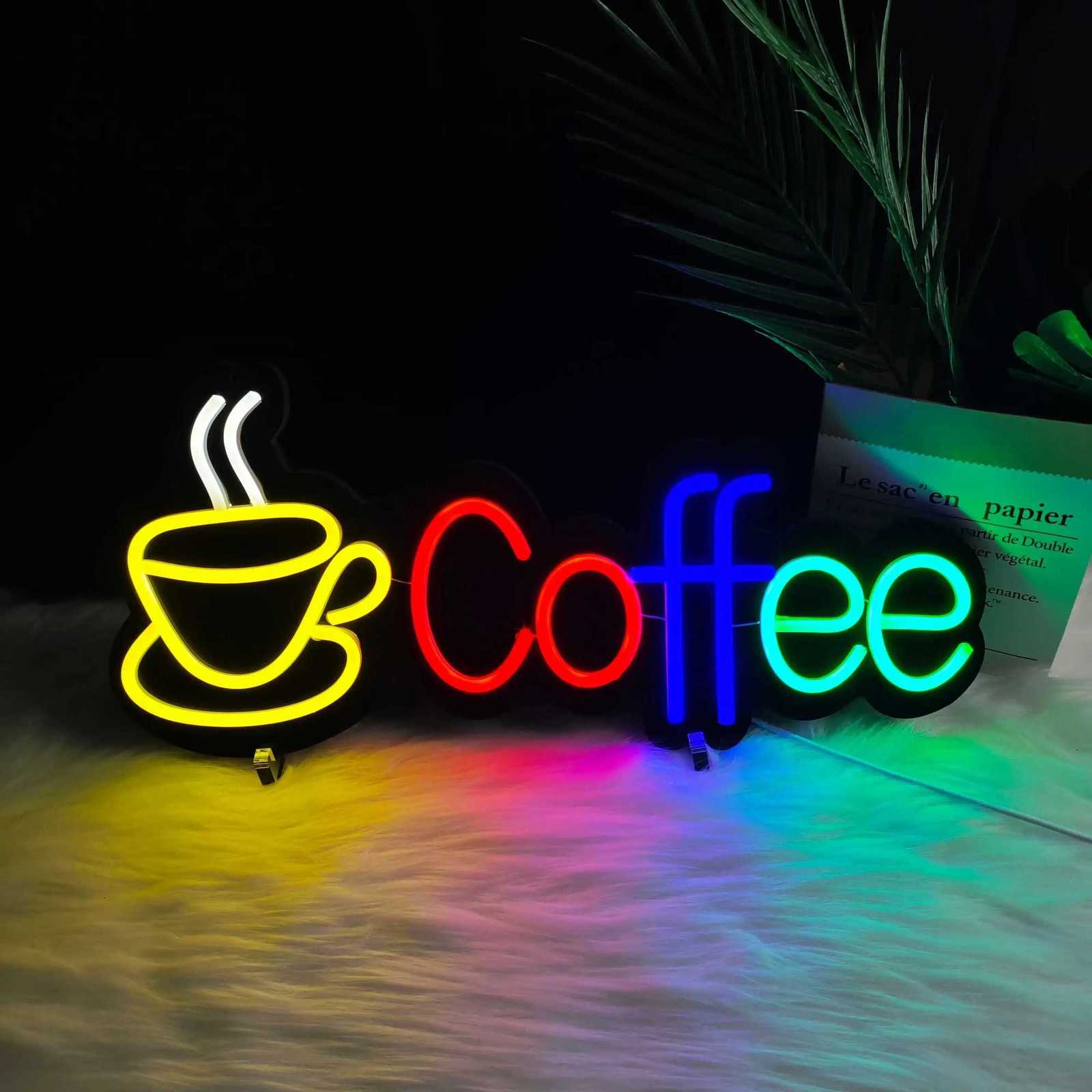 coffee LED neon sign wall decoration with 5V USB power supply and dimmable switch 1811 x 791 inches neon sign decoration f H251201