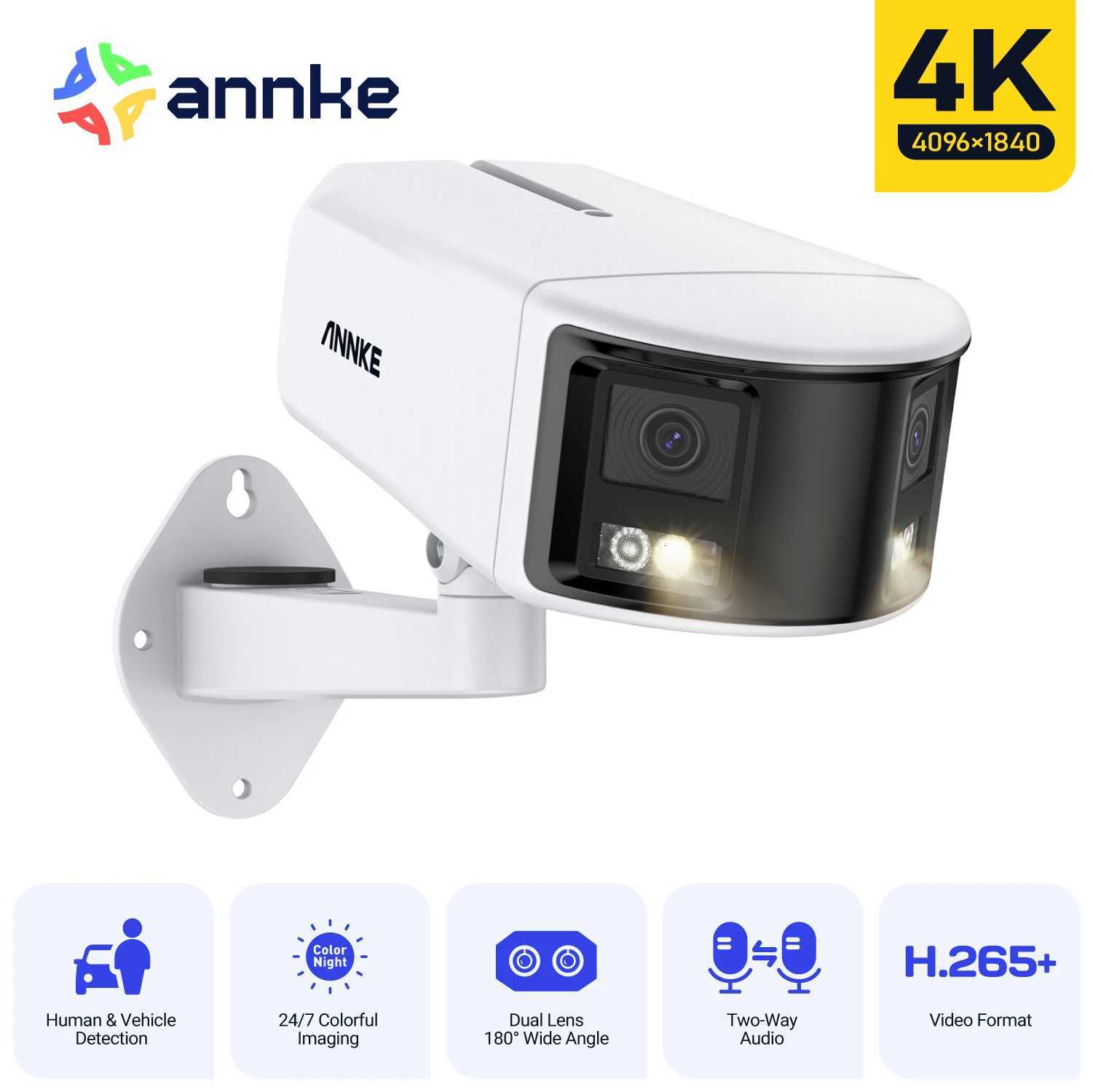 ANNKE 4K 8MP POE Surveillance Camera Dual Lens 180 outdoor poe camera Color Night Vision CCTV Video Security Camera C251202