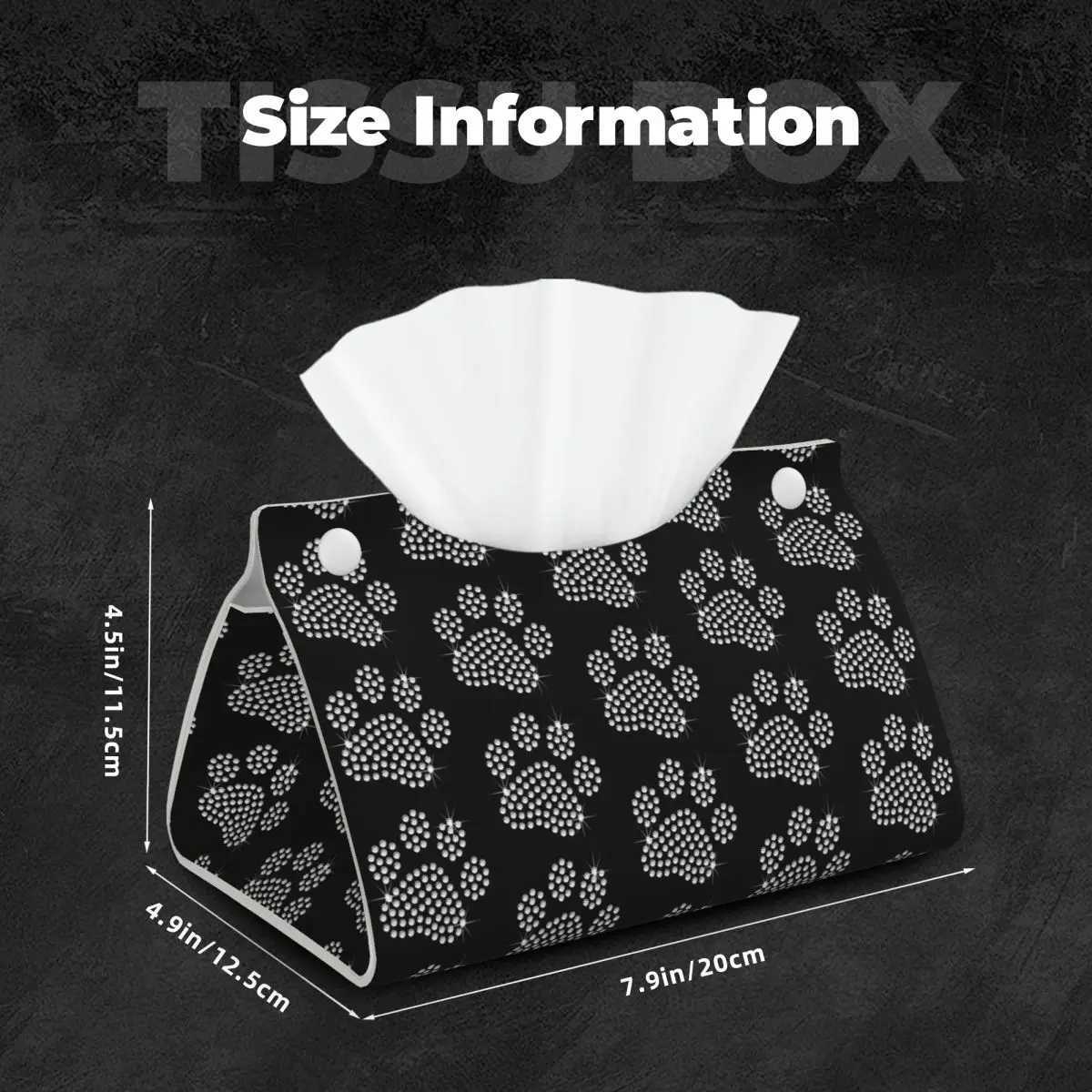 Cust Sparkle Rhinestone Dog Paw Tissue Box Cover Rectangar PU Leather Facial Tissue Box Holder for Bathro Toilet H251201