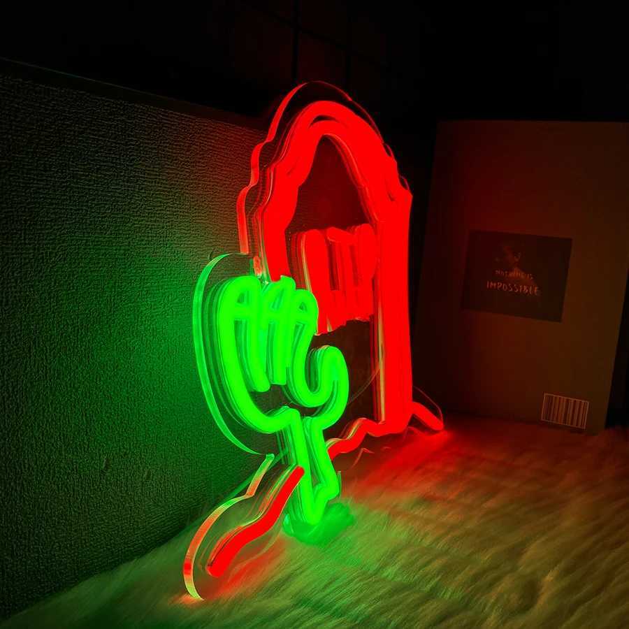 Haunted House Led Neon Sign Weird Tombstone Icon Used For Bedroom Game Room Man Cave Halloween Art Decor Usb Powered H251201