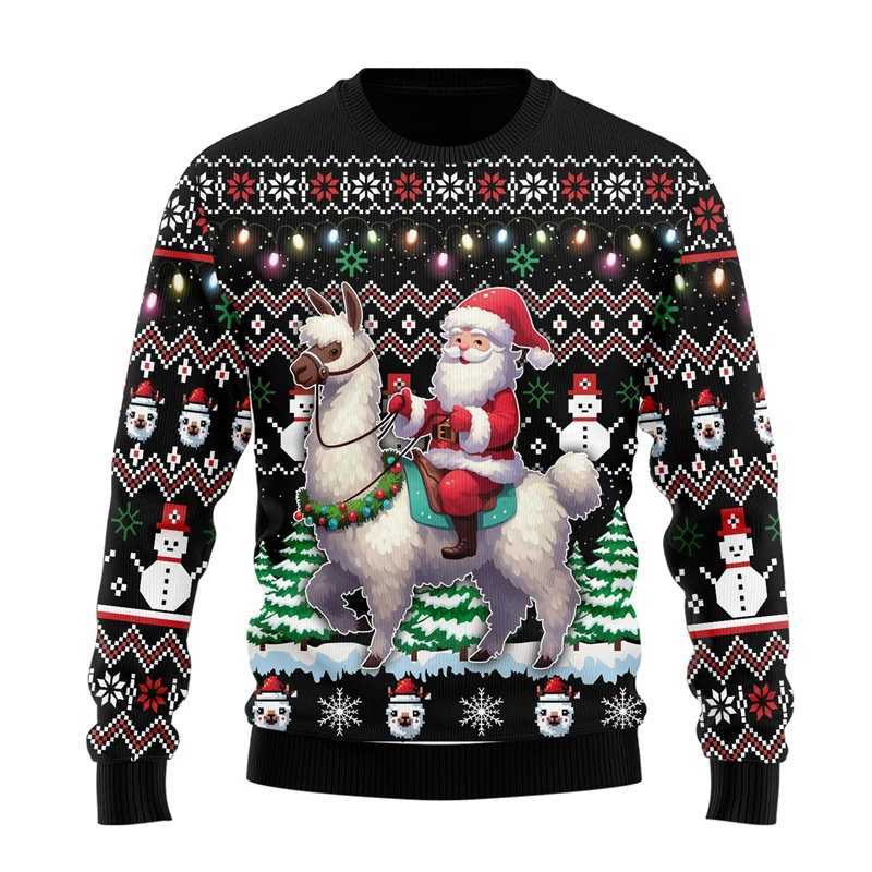 Kawaii Llama Ugly Christmas Sweater For Women Cute Alpaca Girls Tracksuit Holiday Sweatshirts Casual Unisex Sweaters Pullovers J251203