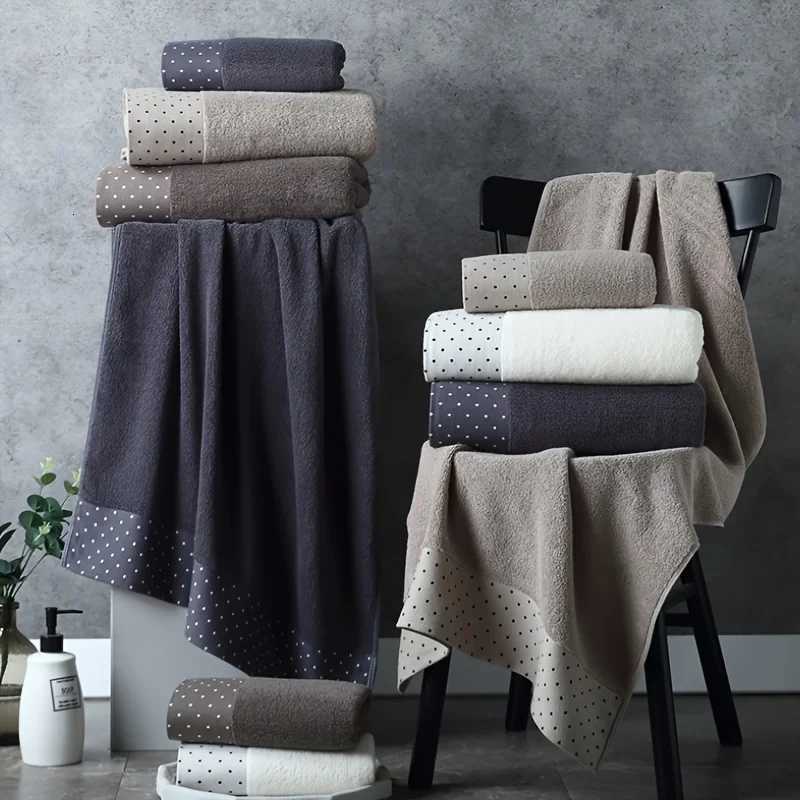 Grey Cotton Dots Large Bath Towel 70x140cm for Adults Beach Towel Absorbent Yoga Shower Towel Bathroom Wholesale Christmas Gift Y251202