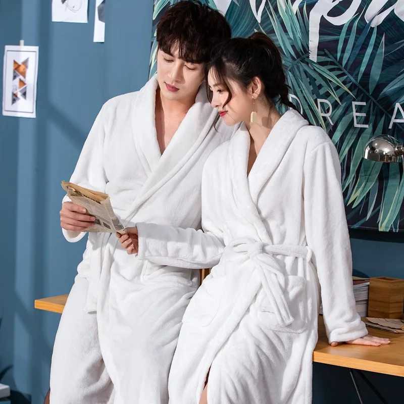 Autumn Winter Thick Warm Flannel Robe Male Long Coral Fleece Bathrobe Man Warm Sleepwear Spa Hotel Homewear Peignoir Homme C251202