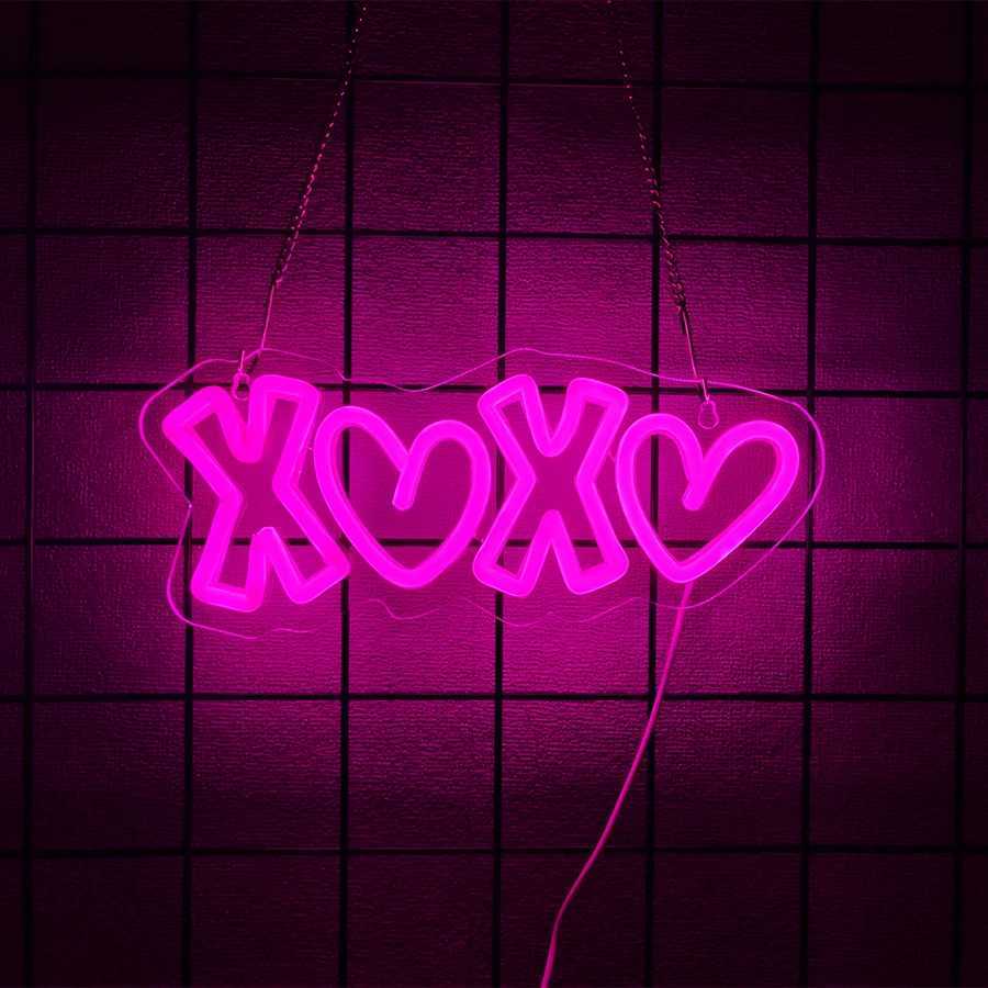 Xoxo Led Neon Sign Pink Letter Icon Usb Powered Horse Eye Sign Used For Bars Garages Party Decor ValentineS Day Gifts H251201
