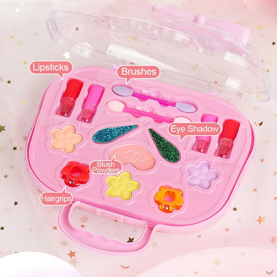 Disney Princess Make Up Box Play House Toy Girls Eye Shadow Makeup Cosmetics Handbag Birthday Christmas Gift for Kids Party Cosplay H251202