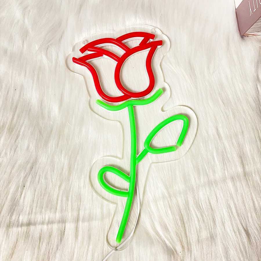 Neon Signs Of Roses Art Wall Decor Usb Powered Used For Bedroom Home Clubs Flower Shops Garden Wall Lamps Easy To Hang H251201