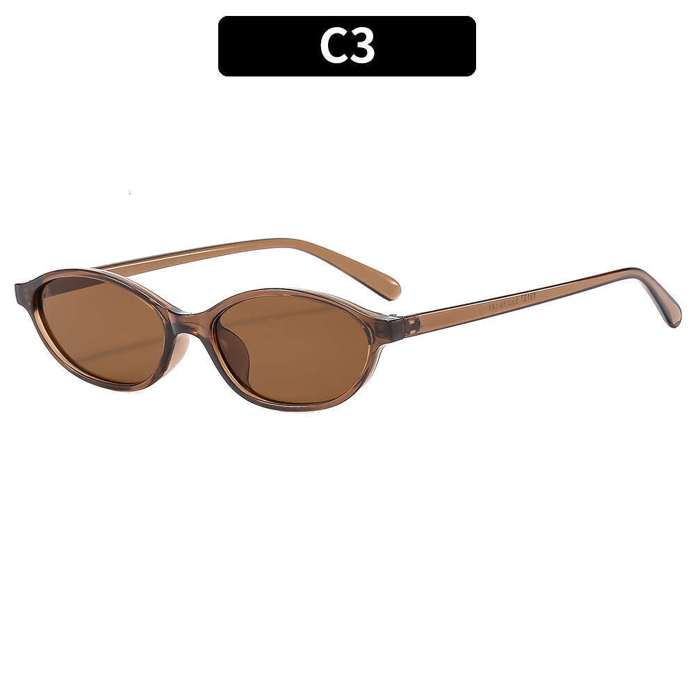 Vintage Personality Small Frame Oval Artistic Style European and American Ins Cross-Border Trend Sun Protection Sunglasses