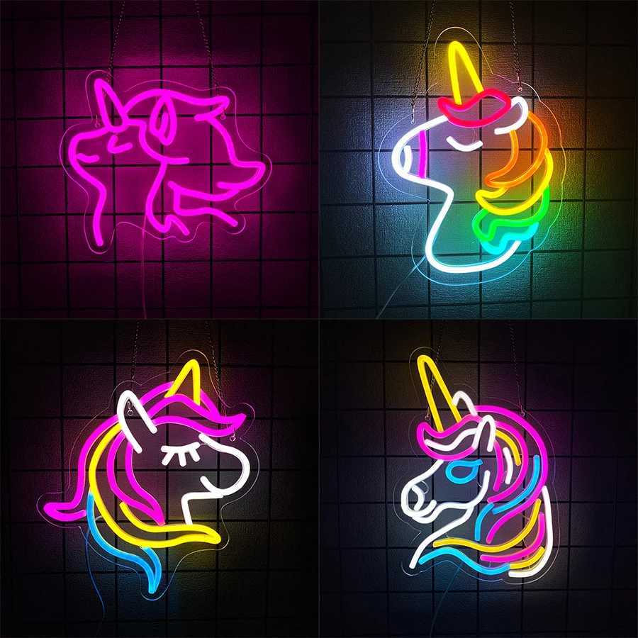 Animation Neon Sign Colorful Unicorn Icon Usb Powered Used For Artistic Decor In Rooms Homes Clubs Offices And Game Rooms H251201