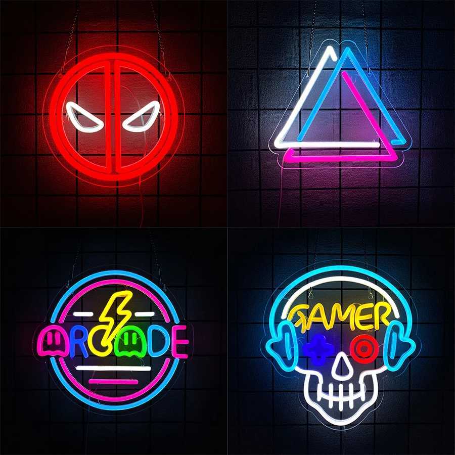 Game Series Neon Lights Skull Personality Icons Game Player Wall Decor Room Club Bar Wall Lights The Best Gift For Friends H251201