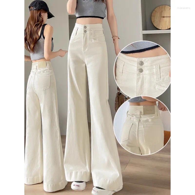 Women's Jeans Wide Leg Fleeced For Women Trendy All Match High Waist Slimming Belly Covering Micro Flare Long Pants Z260313
