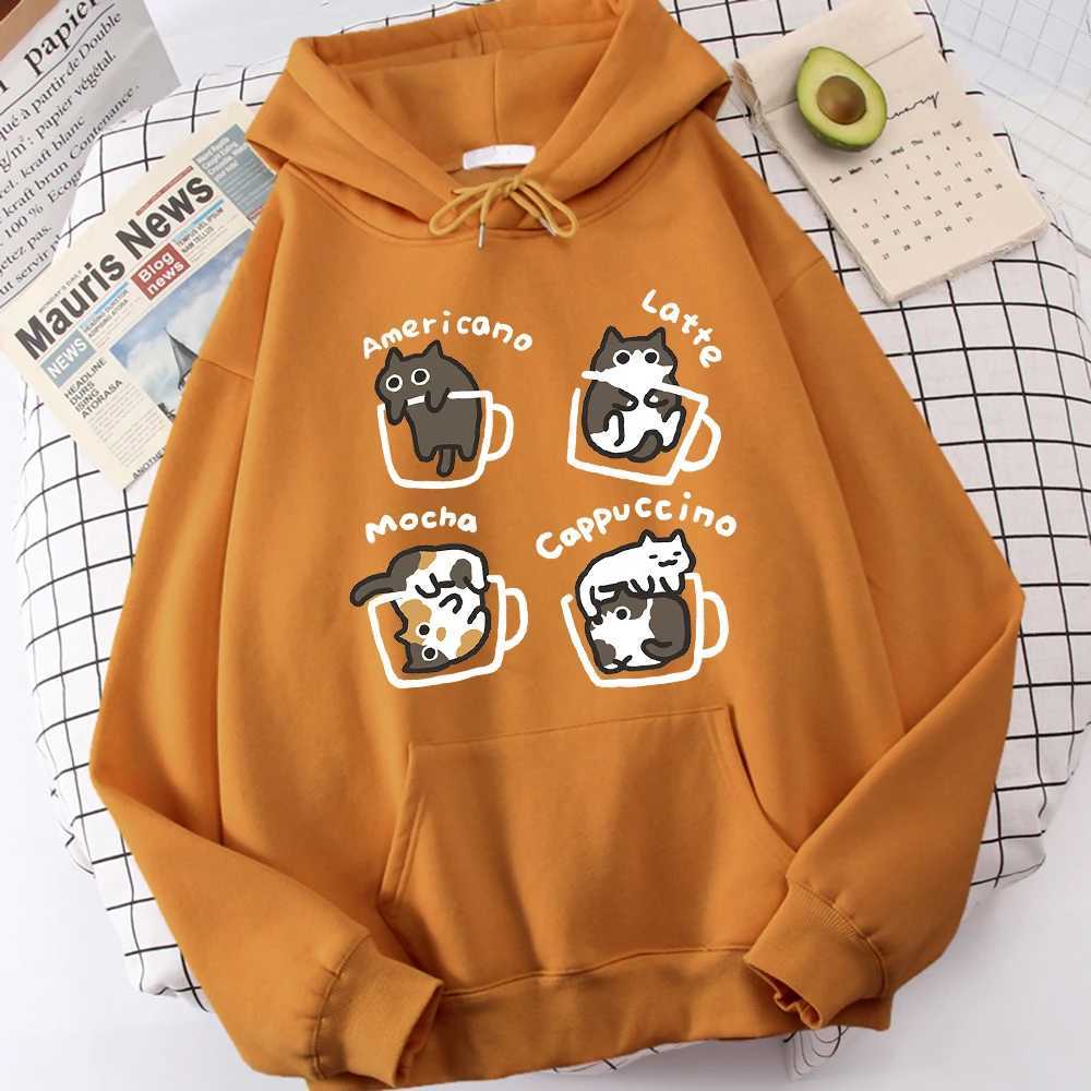 Five Little Cats Playing In The Cup Hoodies Male Street Harajuku Sweatshirt Holiday Daily Hoody Fashion Popular Clothing J251203