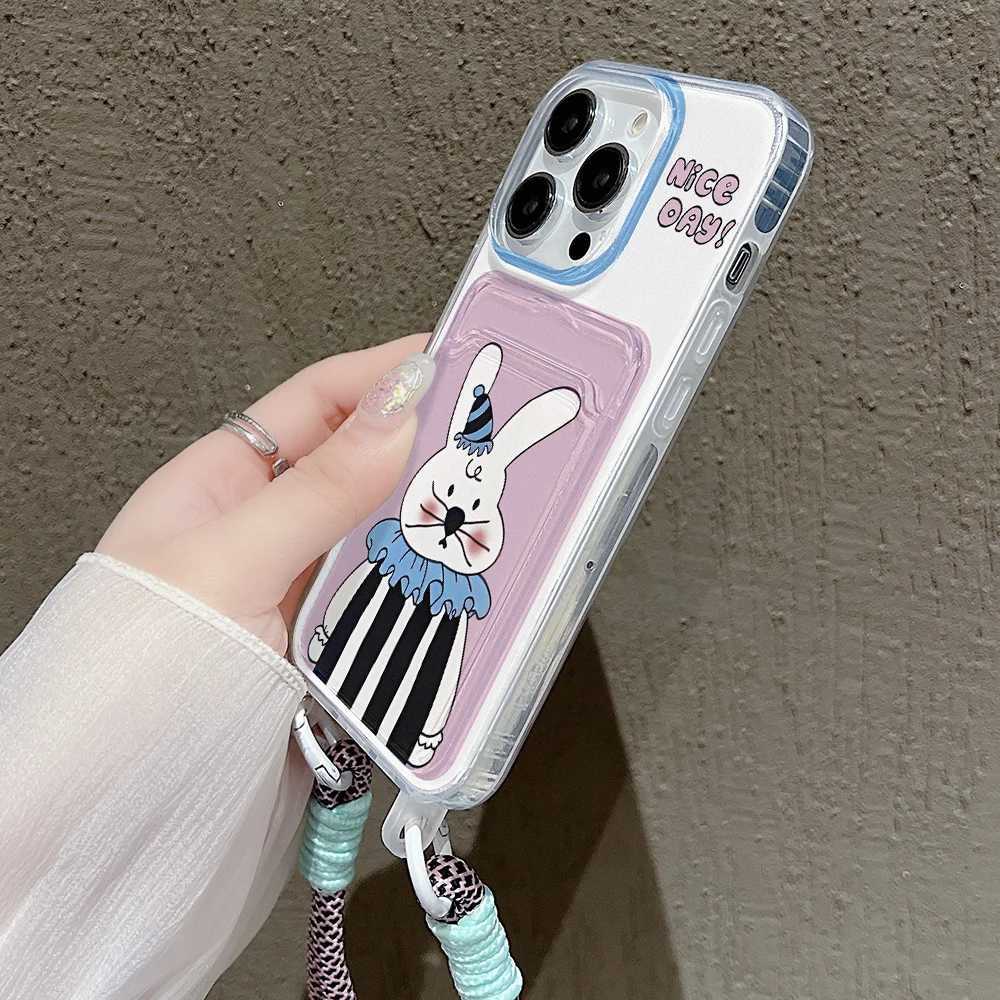 Cute Rabbit Wallet Card Phone Case for iPhone 15 Case iPhone 13 16 11 12 14 Pro Max XR X XS Max 7 8 15 Plus SE Soft Bumper Cover J251202