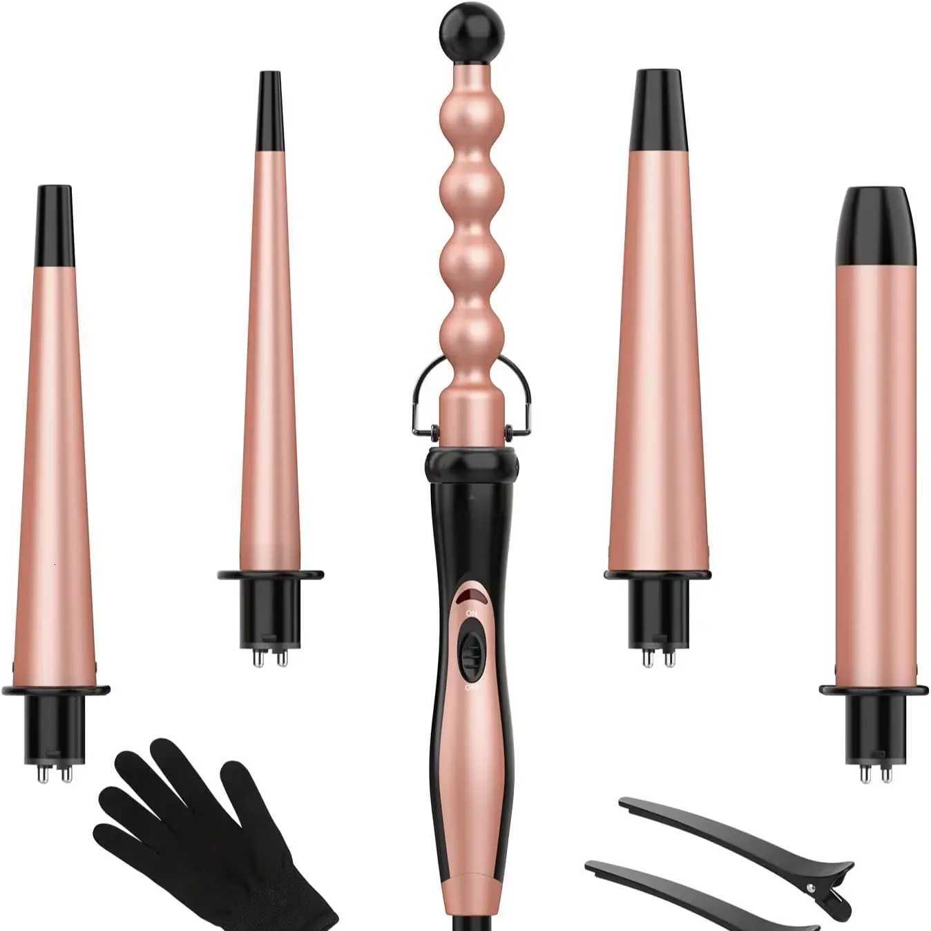 5 in 1 Curling Iron Set - BESTOPE PRO Curling Wand Iron with Interchangeable Barrels 035-125 Hair Curler Wand for Hairstyle C251202