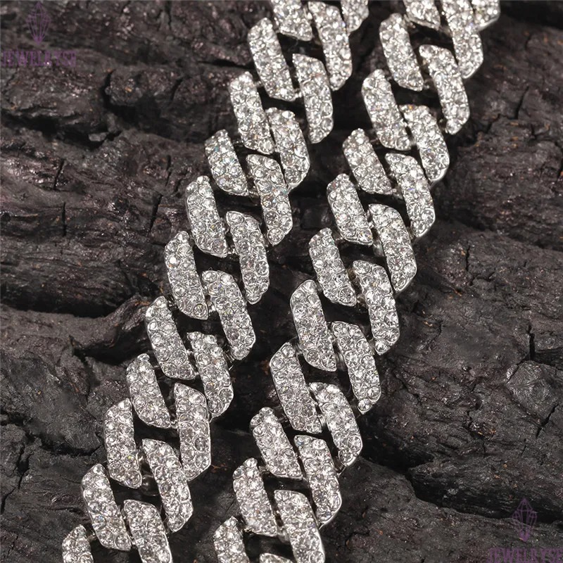 18mm cuban link chain mens necklace designer jewelry gold chain for man party Hip Hop Diamond Iced Out Chains AAA Austrian Rhinestone Silver Necklaces