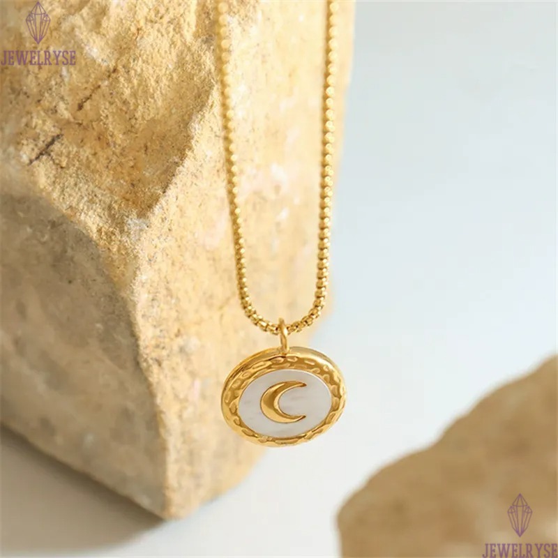 fashion stainless steel 18k gold moon circle designer necklace for woman party pendant luxury necklaces school silver chain choker jewelry birthday fr