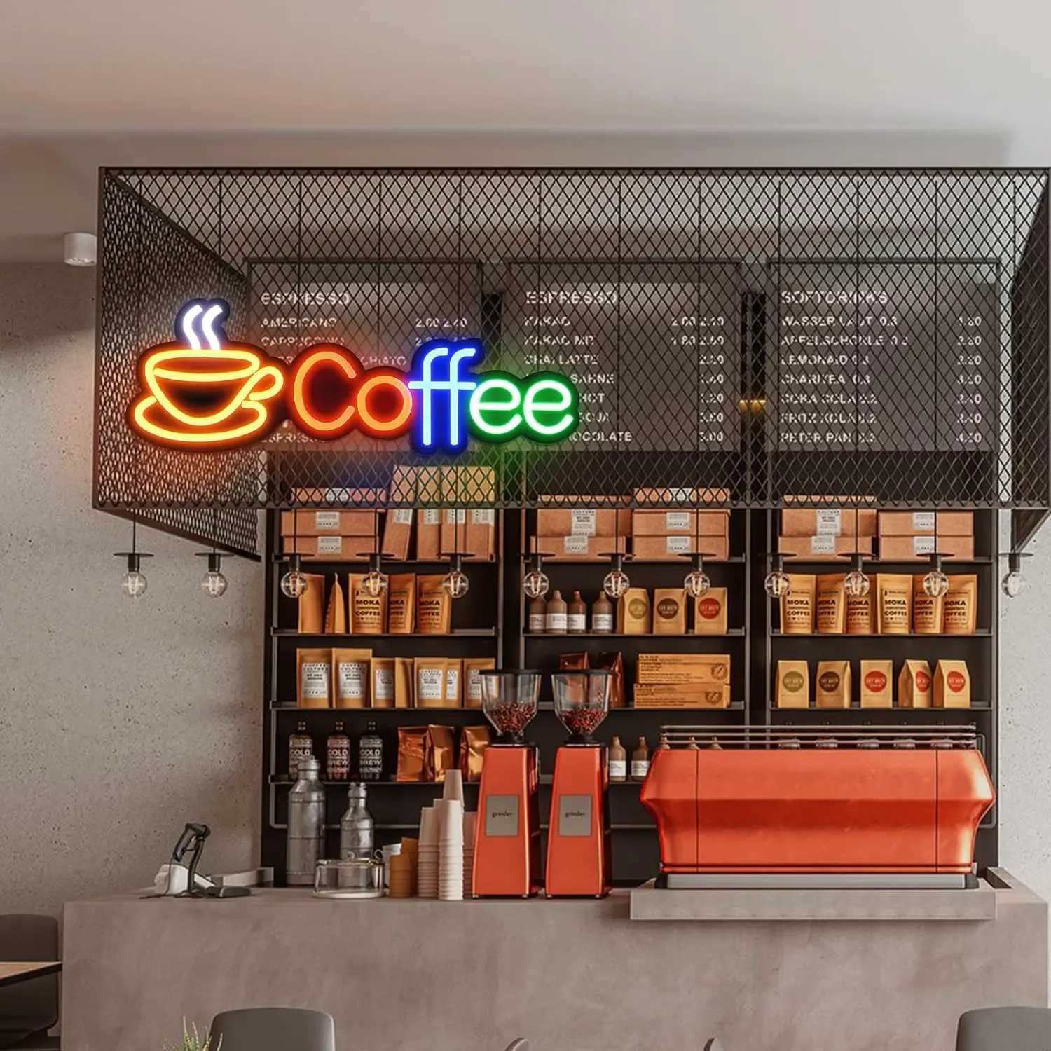 coffee LED neon sign wall decoration with 5V USB power supply and dimmable switch 1811 x 791 inches neon sign decoration f H251201