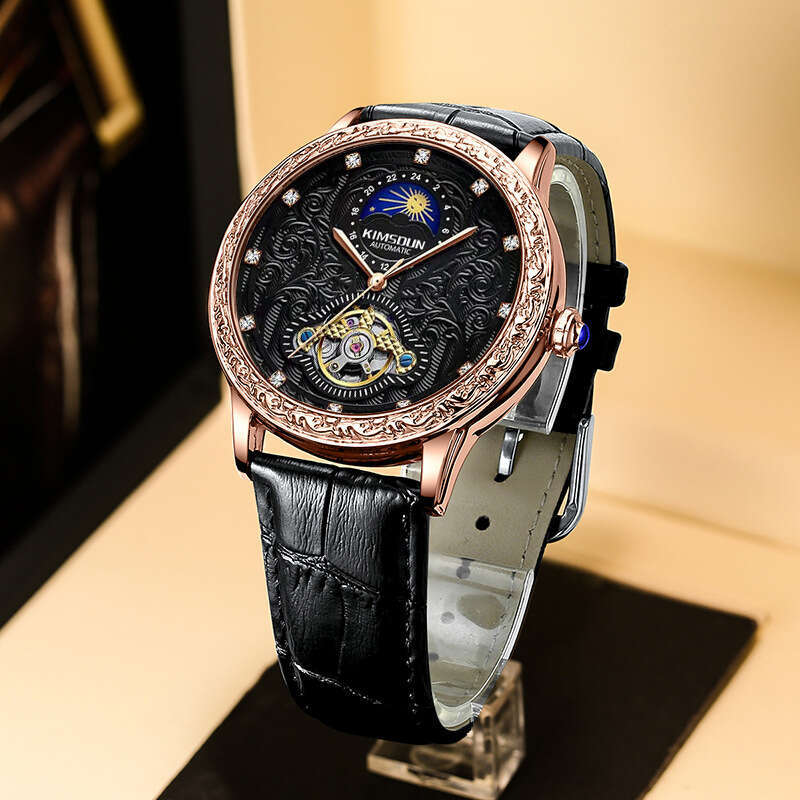 Men's Automatic Mechanical Watch with Self-Winding Movement & Exhibition Back Prestigious High-End Business Timepiece