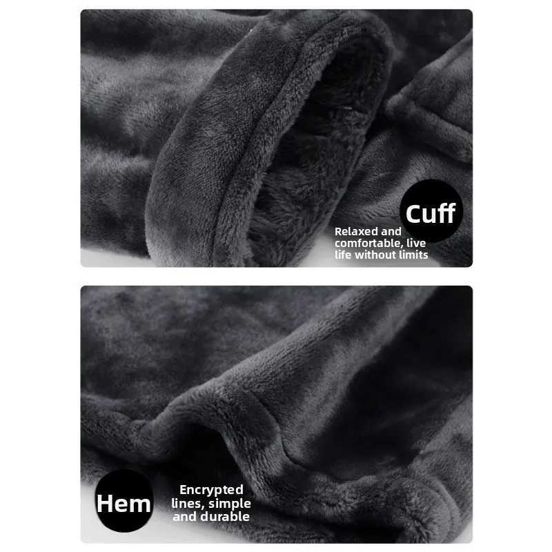 Mens autumn and winter coral fleece thickened and extended bathrobe flannel warm youth plus size home clothes C251202