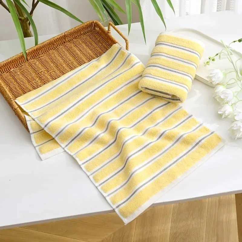 34X74CM Set of 2 Soft Absorbent Decorative Hand Towel for Bathroom Ribbed Striped Yellow Hand Towel Pattern Y251202