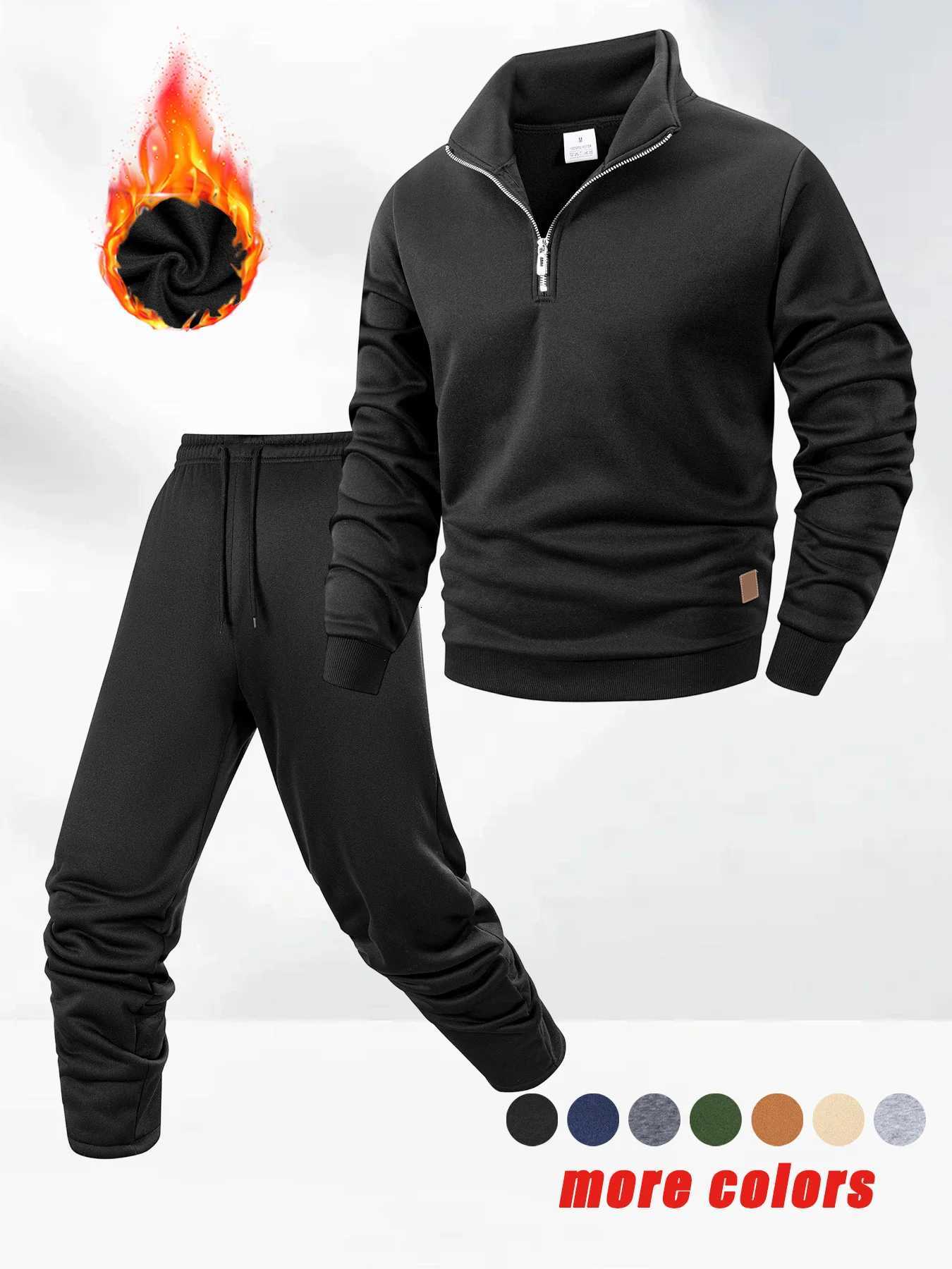 Mens TracksuitsSweatpants Two Pieces Suits 2025 Zipper Stand Collar Sweatshirt Daily Casual Fitness Jogging Sports Pants Sets W251202