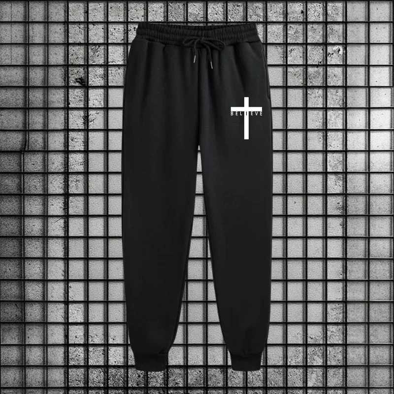 Autumn Winter Fashion Cross of Christ Mens Hip Hop Tracksuit Set 2025 New 2 Piece Outfit Zipper Hoodie Joggers Urban Streetwear W251202