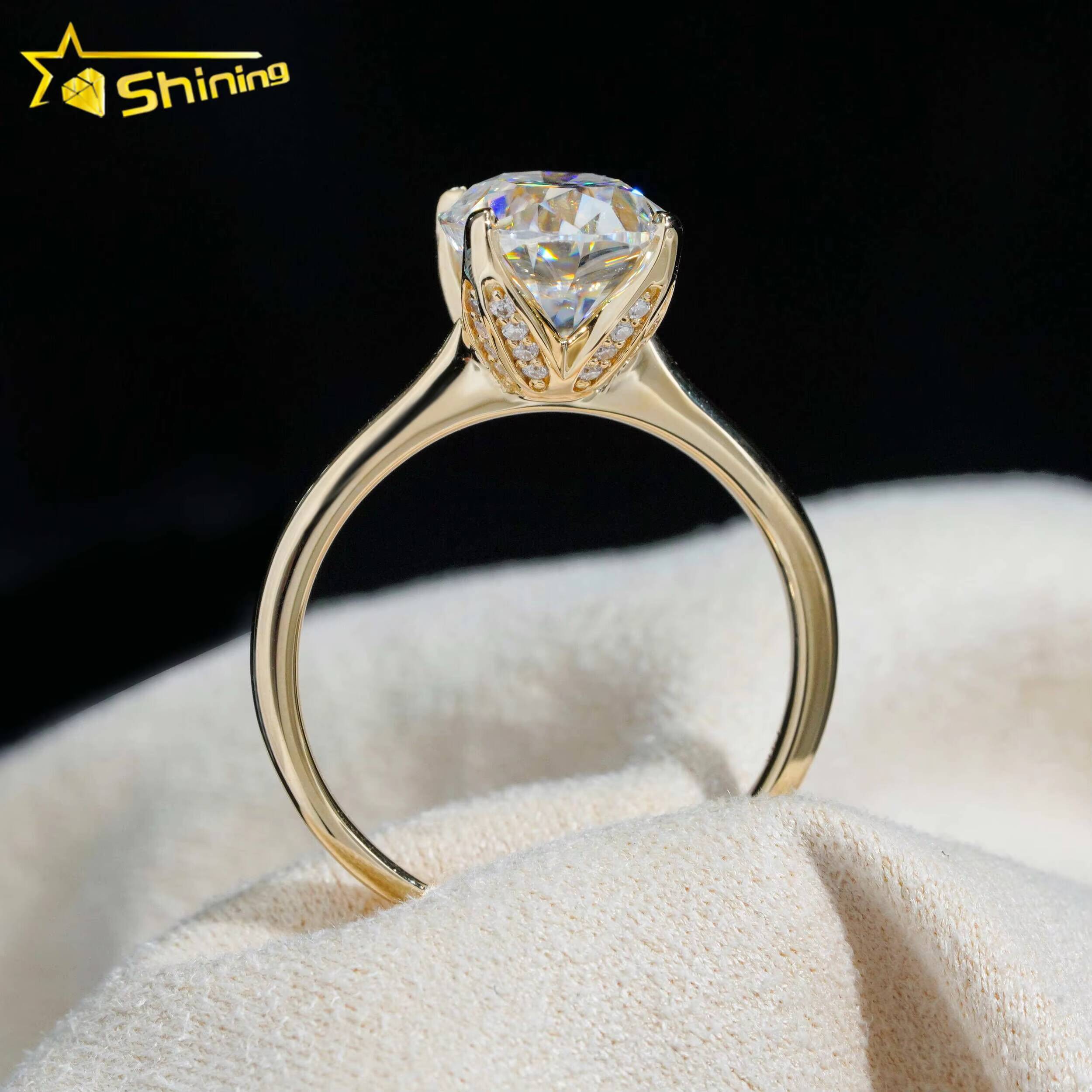 Custom 3CT Oval Lab Grown Cultivated Wedding S925 10K 14K 18K Gold Fine Jewelry Engagement Moissanite Diamond Ring