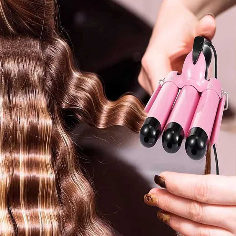3-bucket hair curling irons and hair curlers with anti-scald insated tips portable ceramic hair styling tools C251202