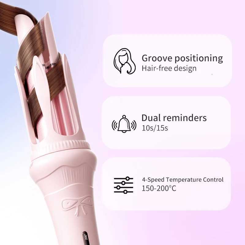 32mm Autatic Curling Iron Wand Negative Ion-4 Temperature Settings Ceramic Coated Barrel for Long La Curls Hair Styling C251202