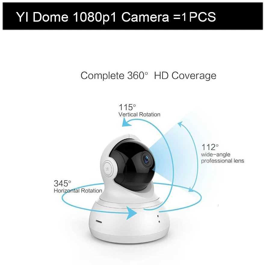 YI De 1080p HD Camera CCTV IP 360 Detection Wifi Wireless Night Vision IR Two-Way Au Security Surveillance System black C251202