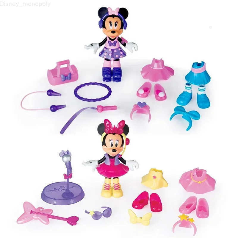 Disney Junior Minnie Mouse Fabulous Fashion Funny Girls Dress-up Anime Figure Play House Toys Collect Ornaments Kids Gifts H251202