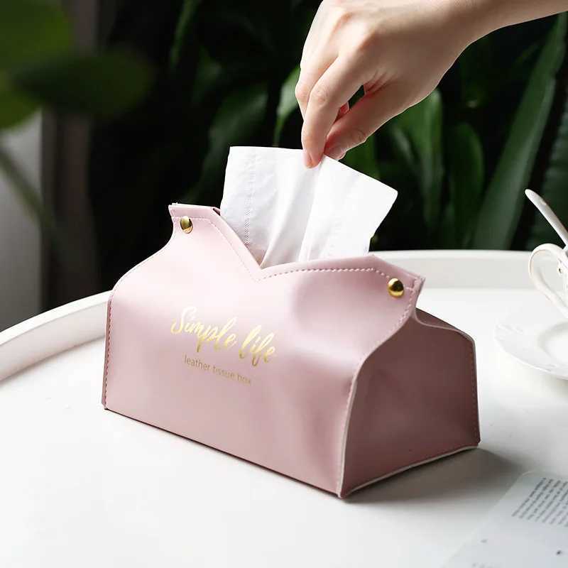 Nordic PU Leather Tissue Box holder Car Tissue Case Living Ro Pumping Paper Storage box Napkin Holder Desktop Napkin Holder H251201