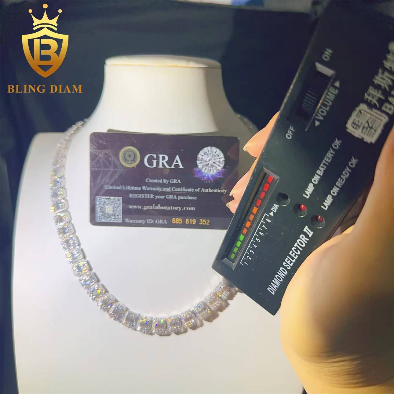 9mm Hip Hop Jewelry Iced Out Moissanite Diamond Sterling Silver 925 Cuban Link Chain Lab Grow Diamond Necklace