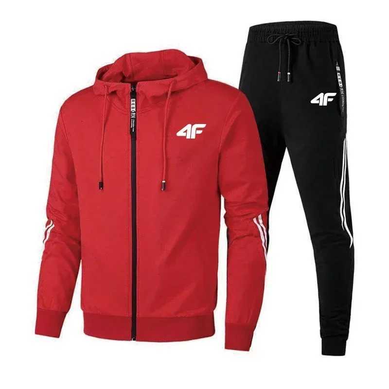 New zipper long-sleeved sportswear set for men fashionable street style casual wear soft and comfortable set W251202