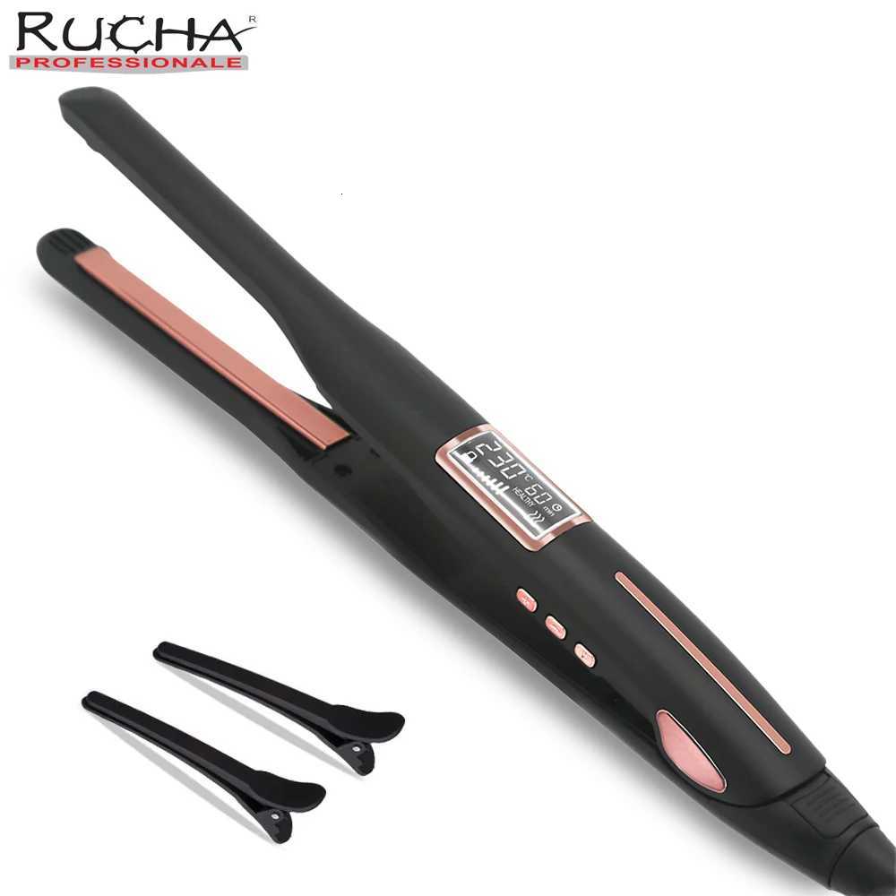 Hair Curler 450F Pencil Hair Flat Iron 10mm Titanium Thinnest Narrow Mini Hair Straightener for Beard Short Hair Styling Tool C251202