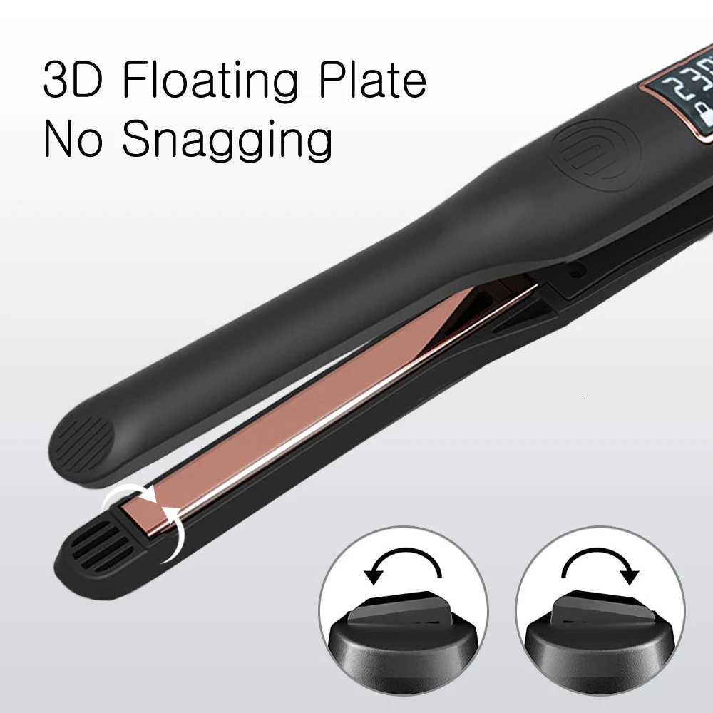 Hair Curler 450F Pencil Hair Flat Iron 10mm Titanium Thinnest Narrow Mini Hair Straightener for Beard Short Hair Styling Tool C251202