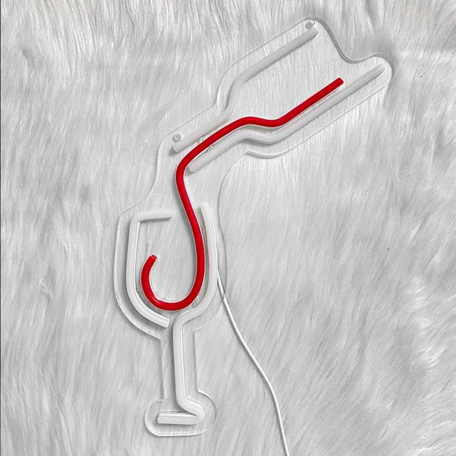 Red Wine Glass Led Neon Sign Hand-Made Pouring Icon Usb Powered Suitable For Restaurants Clubs Family Gatherings Bar Decor H251201