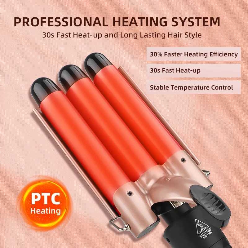 Hair Curler Ceramic Curling Iron 5 in 1 Styler Mtifunction Big Wave 3 Barrel Curling Iron Set Led Interchangeable Hair Curler C251202