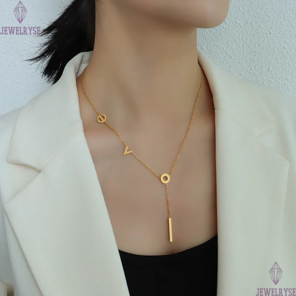 new love lettres sweater silver chain designer necklace for woman party home stainless steel pendant long rose gold necklaces daily outfit jewelry bir