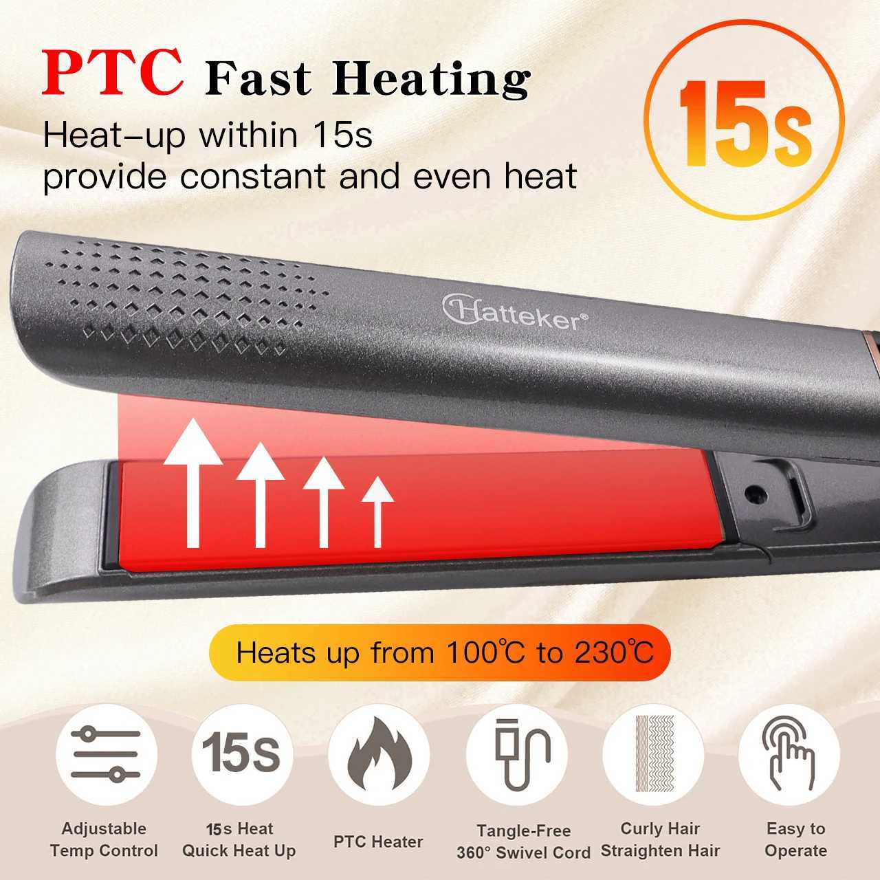 Hatteker Hair Straightener Professional Tourmaline Ceramic Keratin Hair Flat Iron 2 In 1 Salon Hair Styling Tools Curling Irons C251202