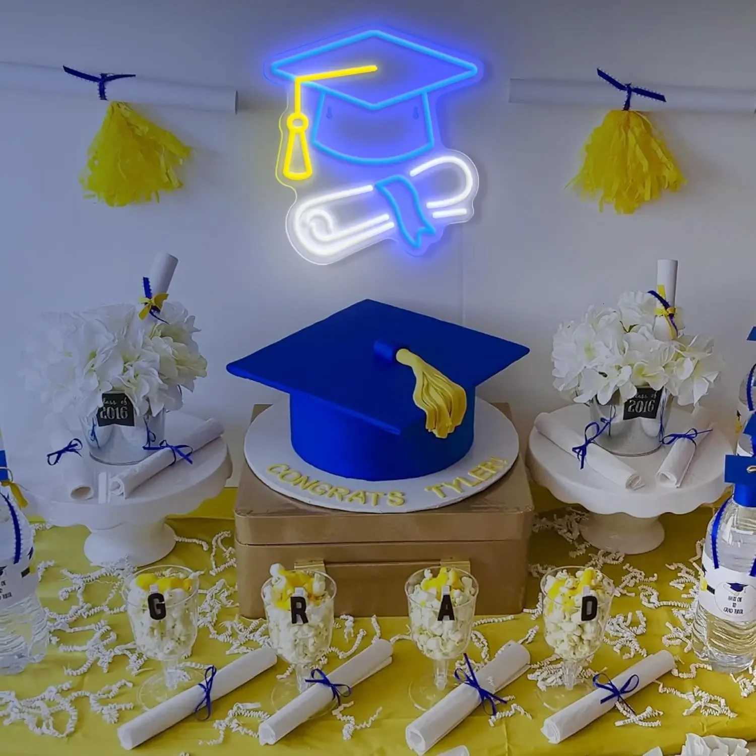 Graduation Cap Neon Sign USB Dimmable LED Neon Light Sign Wall Art Decoration for Classroom Bedroom Livingroom Bar Party Gifts H251201