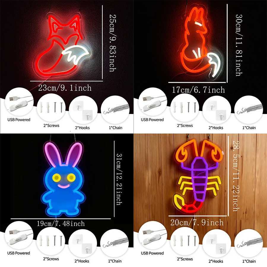 Animal Series Led Neon Signs Cartoon Icons Usb Powered Used For Bedroom Office Party Wall Decor Gifts For Boys And Girls H251201