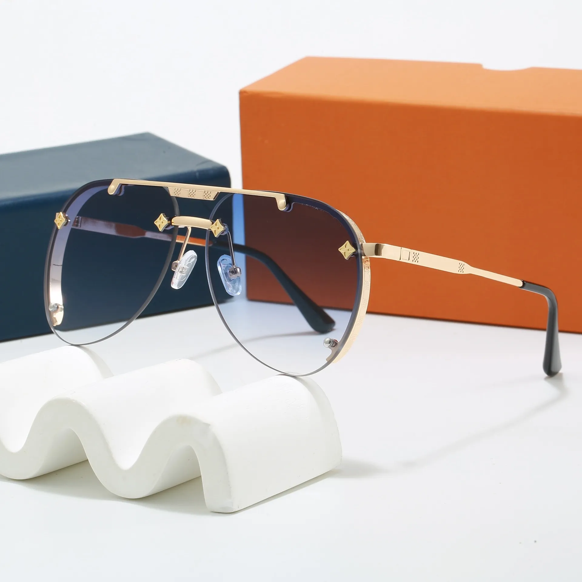 Mens Sunglasses Outdoor Shades women fashion Oval luxury Half Frame Sunshade mirror polarized UV400 protection Glasses With box AAAAA Z260306